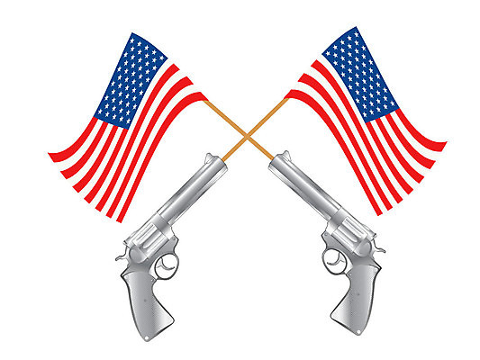 EPS 해외이미지 백그라운드 컨셉 일러스트 미술 미국 권총 총 깃발 쌍 오브젝트 고립 해외202004 해외일러스트 무기 북아메리카 문화예술 파일형식 벡터 이미지허브