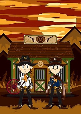EPS 해외이미지 일러스트 산 권총 총 소 카우보이 보안관 만화 교도소 감옥 카우보이모자 서쪽 해외202004 해외일러스트 직업 모자 무기 포유류 방향 파일형식 벡터 동물 잡화 이미지허브