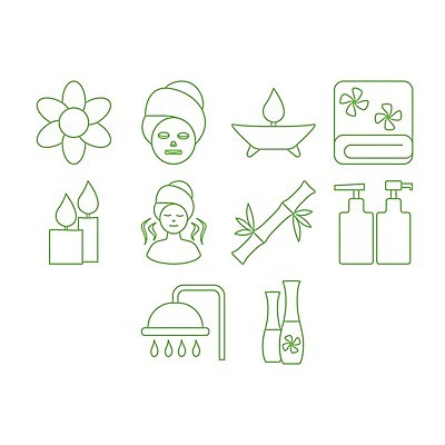 EPS 해외이미지 꽃 일러스트 세트 수건 스파 만화 수집 대나무 심플 로션 사우나 샤워실 해외202004 해외일러스트 나무 식물 위생용품 화장품 샤워시설 파일형식 벡터 이미지허브