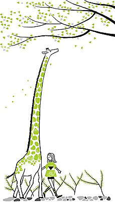 PSD 나무 동물 한마리 여자 여유 일러스트 프레임 함께함 한명 사람 성인 산책 기린 소통 여자만 여자한명만 성인여자만 성인만 국내일러스트 식물 1 감정 컨셉 포유류 휴식 파일형식