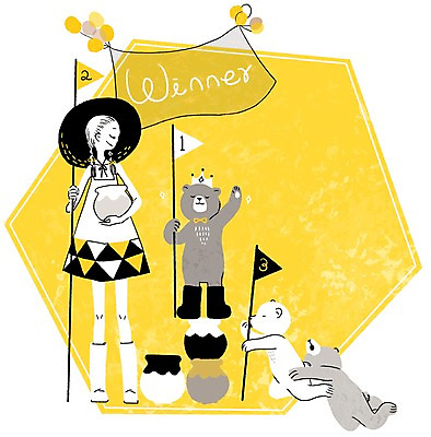 PSD 동물 여자 여유 일러스트 곰 프레임 함께함 세마리 한명 사람 성인 경쟁 꿀 소통 꿀단지 여자만 여자한명만 성인여자만 성인만 국내일러스트 1 감정 컨셉 포유류 3 파일형식