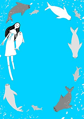 PSD 동물 여자 여유 여러마리 일러스트 프레임 함께함 한명 사람 성인 수영 바다표범 소통 여자만 여자한명만 성인여자만 성인만 국내일러스트 1 감정 다수 컨셉 포유류 바다동물 수상스포츠 파일형식