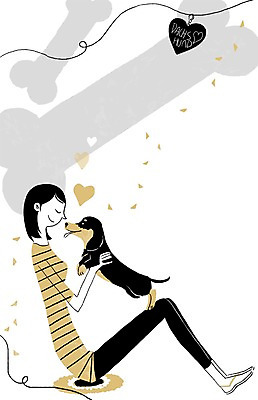 PSD 동물 한마리 여자 여유 일러스트 안기 뼈 프레임 함께함 한명 사람 성인 반려동물 개 강아지 닥스훈트 소통 여자만 여자한명만 성인여자만 성인만 국내일러스트 1 감정 컨셉 포유류 모션 파일형식