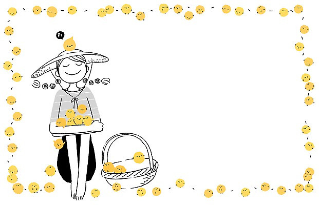 PSD 동물 모자 여자 여유 여러마리 일러스트 프레임 함께함 병아리 한명 사람 성인 바구니 소통 여자만 여자한명만 성인여자만 성인만 국내일러스트 1 잡화 감정 다수 컨셉 조류 파일형식