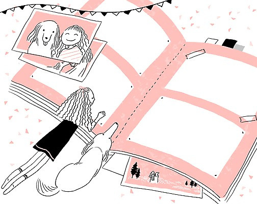 PSD 동물 여자 여유 일러스트 프레임 함께함 한명 사람 성인 반려동물 강아지 앨범 소통 기념사진 여자만 여자한명만 성인여자만 성인만 국내일러스트 1 감정 컨셉 개 파일형식