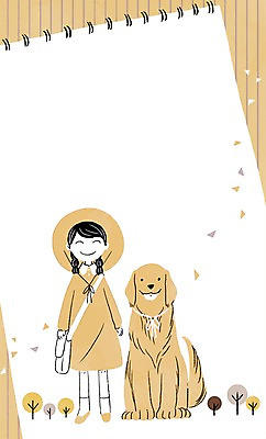 PSD 동물 모자 여자 여유 가방 일러스트 프레임 함께함 한명 사람 성인 반려동물 개 강아지 소통 여자만 여자한명만 성인여자만 성인만 국내일러스트 1 잡화 감정 컨셉 포유류 파일형식