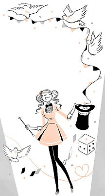 PSD 동물 모자 여자 여유 일러스트 조류 프레임 함께함 한명 사람 성인 마술 주사위 비둘기 소통 여자만 여자한명만 성인여자만 성인만 국내일러스트 1 잡화 감정 컨셉 파일형식