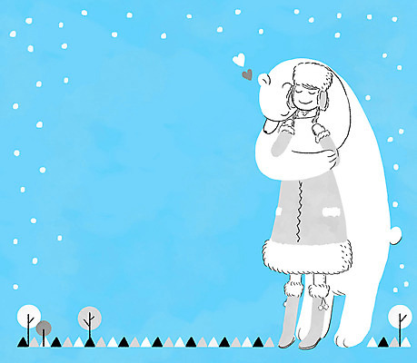 PSD 동물 계절 여자 여유 겨울 일러스트 곰 안기 프레임 함께함 한명 사람 성인 눈 북극곰 소통 여자만 여자한명만 성인여자만 성인만 국내일러스트 자연요소 1 감정 컨셉 포유류 모션 날씨 파일형식