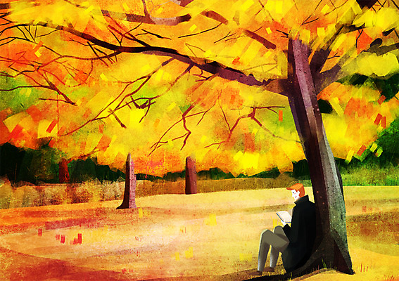 주간 PSD 나무 식물 계절 남자 단풍 낙엽 일러스트 단풍나무 한명 사람 풍경 성인 야외 책 독서 가을 은행나무 남자만 남자한명만 성인남자만 성인만 국내일러스트 자연요소 1 잎 파일형식