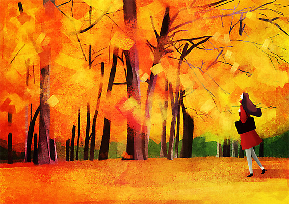 주간 PSD 나무 식물 계절 여자 단풍 낙엽 일러스트 단풍나무 한명 사람 풍경 성인 야외 산책 가을 은행나무 여자만 여자한명만 성인여자만 성인만 국내일러스트 자연요소 1 잎 휴식 파일형식