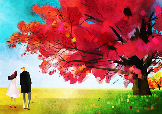 주간 PSD 나무 식물 커플 계절 여자 남자 단풍 낙엽 데이트 일러스트 단풍나무 사람 풍경 성인 야외 두명 손잡기 가을 은행나무 성인만 국내일러스트 자연요소 잎 관계 모션 파일형식