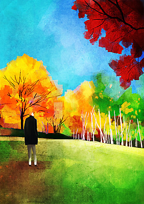 주간 PSD 나무 식물 계절 남자 단풍 낙엽 일러스트 단풍나무 한명 사람 풍경 성인 야외 산책 가을 은행나무 남자만 남자한명만 성인남자만 성인만 국내일러스트 자연요소 1 잎 휴식 파일형식