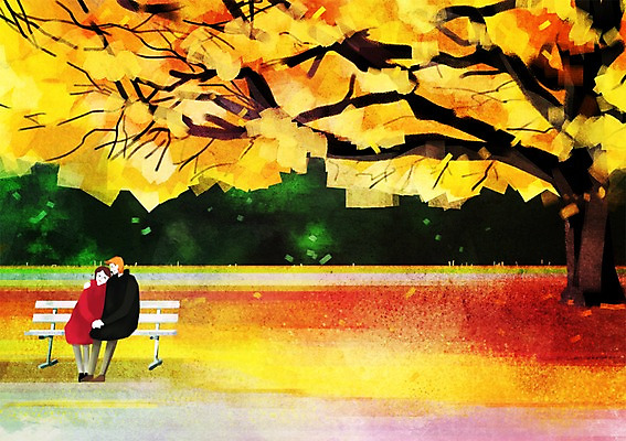 주간 PSD 나무 식물 커플 계절 여자 남자 단풍 낙엽 벤치 데이트 일러스트 단풍나무 어깨동무 사람 앉기 풍경 성인 야외 두명 가을 은행나무 성인만 국내일러스트 자연요소 포즈 잎 의자 관계 모션 파일형식