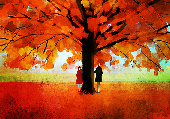 주간 PSD 나무 식물 커플 계절 여자 남자 단풍 낙엽 데이트 일러스트 단풍나무 사람 풍경 성인 야외 두명 가을 은행나무 성인만 국내일러스트 자연요소 잎 관계 파일형식