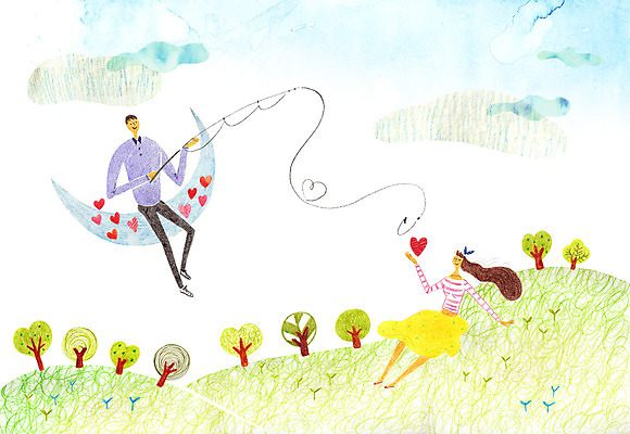 주간 PSD 나무 식물 구름 커플 여자 남자 일러스트 낚시 사람 성인 야외 두명 하트 낚싯바늘 낚싯대 성인만 국내일러스트 자연요소 모양 관계 레저 낚시용품 파일형식