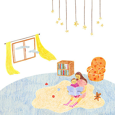 PSD 여자 남자 일러스트 창문 책장 실내 사람 책 소파 장난감 독서 방 아기 커튼 동생 그림책 누나 국내일러스트 가구 의자 가족 내부 파일형식