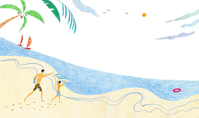 주간 PSD 식물 남자 아들 어린이 바다 일러스트 사람 성인 해변 야외 두명 야자수 서핑 아빠 튜브 남자만 국내일러스트 자연요소 나무 가족 수상스포츠 파일형식