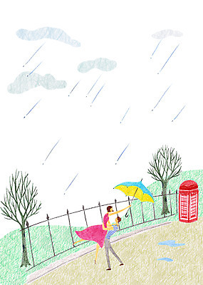 주간 PSD 나무 식물 구름 커플 공원 여자 남자 데이트 일러스트 우산 사람 성인 야외 두명 울타리 비 성인만 국내일러스트 자연요소 공공시설 관계 날씨 담장 파일형식