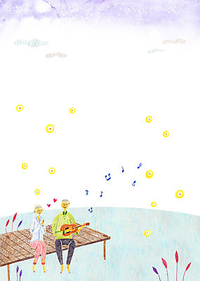 PSD 식물 여자 노년 남자 호수 악기 음악 연주 데이트 음표 일러스트 사람 야외 두명 항구 노부부 기타 버드나무 노인만 성인만 국내일러스트 나무 기호 부부 교통시설 현악기 문화예술 성인 파일형식