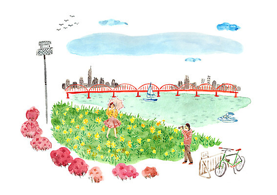 주간 PSD 식물 커플 여자 남자 꽃 여유 꽃밭 데이트 일러스트 사랑 사람 빌딩 성인 야외 두명 카메라 자전거 사진촬영 다정 도시 순수 유채 한강 설레임 선박 성인만 국내일러스트 자연요소 감정 컨셉 수상교통 관계 서울 건물 전자제품 바이크 촬영 랜드마크 파일형식