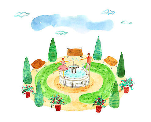 주간 PSD 나무 식물 커플 여자 남자 꽃 여유 벤치 데이트 일러스트 사랑 사람 성인 야외 두명 정원 다정 순수 분수 분수대 설레임 분수_분수대 성인만 국내일러스트 자연요소 감정 컨셉 의자 관계 파일형식