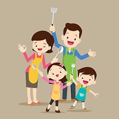 EPS 해외이미지 여자 남자 어린이 일러스트 가족 함께함 요리 소녀 소년 여러명 성인 부모 요리교실 요리수업 해외202004 해외일러스트 다수 컨셉 관계 수업 사람 파일형식 벡터 이미지허브