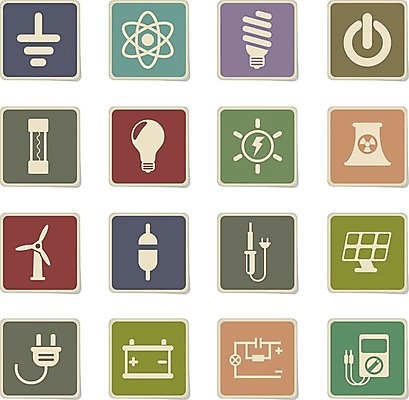 EPS 해외이미지 스티커 일러스트 자물쇠 태양 램프 계획 번개 심볼 원자 철사 스위치 해외202004 해외일러스트 자연요소 컨셉 날씨 조명 파일형식 벡터 이미지허브