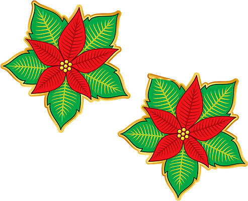 EPS 해외이미지 스티커 크리스마스 일러스트 새로움 장식 화려 연도 심볼 포인세티아 해외202004 해외일러스트 기념일 꽃 컨셉 파일형식 벡터 이미지허브