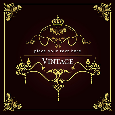 JPG 해외이미지 일러스트 왕관 프레임 사람없음 장식 사각형 검은색 금색 빈티지 클래식 고급 해외202004 해외일러스트 도형 컬러 컨셉 파일형식 이미지허브