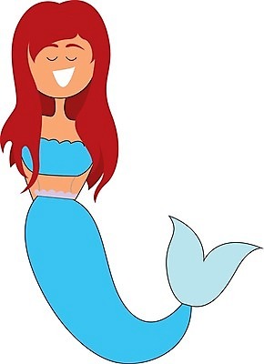 EPS 해외이미지 클립아트 얼굴 일러스트 표정 미소 파란색 청춘 갈색 머리 유행 흐름 입 그림 꼬리 인어 성격 해외202004 해외일러스트 컬러 컨셉 신체부위 파일형식 벡터 이미지허브