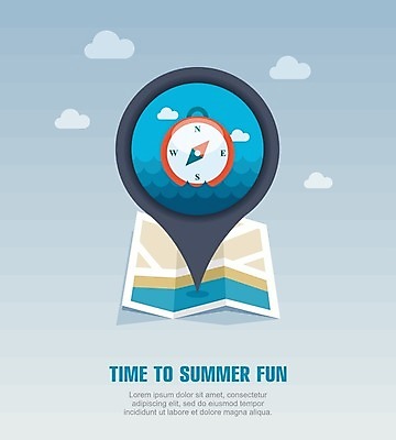 EPS 해외이미지 구름 여행 지도 일러스트 사람없음 여름 여름휴가 바캉스 나침반 방향 사인 위치 해외202004 해외일러스트 자연요소 계절 휴가 파일형식 벡터 여름_계절 이미지허브