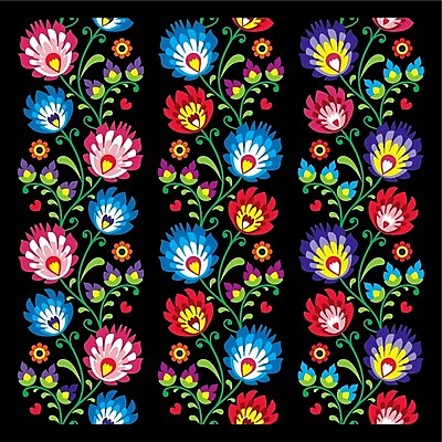 EPS 해외이미지 전통 꽃 패턴 일러스트 사람없음 컬러풀 화려 폴란드 해외202004 해외일러스트 식물 유럽 컬러 컨셉 무늬 파일형식 벡터 이미지허브