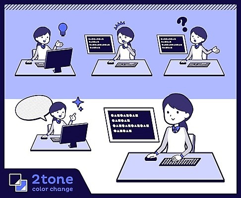 EPS 해외이미지 여자 행복 말풍선 생각 일러스트 아이디어 여러명 상반신 성인 파란색 컴퓨터 세트 모니터 놀람 물음표 종업원 책상 직원 호기심 판매원 성인여자만 해외202004 해외일러스트 직업 기호 감정 컬러 가구 다수 컨셉 표정 사람 전자제품 여자만 성인만 파일형식 벡터 이미지허브