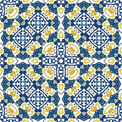 EPS 해외이미지 전통 디자인 패턴 오렌지 일러스트 벽지 추상 장식 파란색 노란색 흰색 포르투갈 타일 묘사 정사각형 스페인어 엘리먼트 튀니지 해외202004 해외일러스트 도형 유럽 컬러 무늬 과일 아프리카 파일형식 벡터 이미지허브