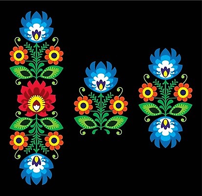 EPS 해외이미지 전통 꽃 패턴 일러스트 사람없음 컬러풀 화려 폴란드 해외202004 해외일러스트 식물 유럽 컬러 컨셉 무늬 파일형식 벡터 이미지허브