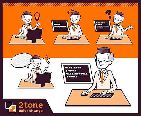 EPS 해외이미지 노년 남자 말풍선 일러스트 아이디어 말하기 여러명 상반신 컴퓨터 세트 교수 주황색 놀람 물음표 키보드 마우스 책상 호기심 학자 노인남자만 해외202004 해외일러스트 직업 기호 감정 컬러 가구 다수 컨셉 모션 표정 사람 성인 전자제품 컴퓨터용품 교사 남자만 노인만 파일형식 벡터 이미지허브