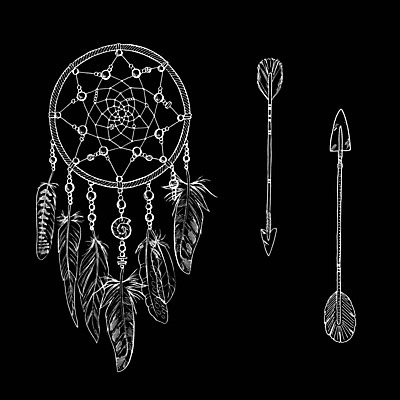 EPS 해외이미지 전통 일러스트 화살 사람없음 장식 꿈 깃털 부적 드림캐쳐 해외202004 해외일러스트 파일형식 벡터 이미지허브
