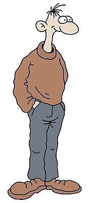 EPS 해외이미지 남자 행복 일러스트 사람 소년 빨간색 파란색 청바지 만화 그림 잭 바보 해외202004 해외일러스트 감정 어린이 컬러 바지 파일형식 벡터 이미지허브