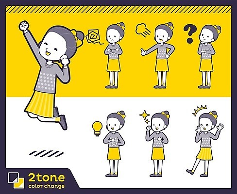 EPS 해외이미지 전신 여자 리본 어린이 생각 일러스트 아이디어 웃음 여러명 세트 노란색 팔짱 점프 놀람 분노 물음표 꾸지람 호기심 소녀만 해외202004 해외일러스트 기호 감정 컬러 다수 컨셉 모션 표정 사람 체벌 여자만 어린이만 파일형식 벡터 이미지허브