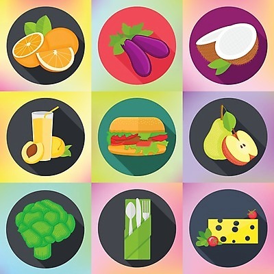 EPS 해외이미지 식기 채소 오렌지 일러스트 유리 가지 치즈 귤 햄버거 사과 브로콜리 수집 코코넛 살구 해외202004 해외일러스트 과일 재질 유제품 패스트푸드 파일형식 벡터 이미지허브