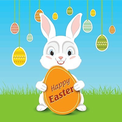 EPS 해외이미지 백그라운드 컨셉 일러스트 하늘 부활절 초록색 파란색 계란 봄 흰색 토끼 만화 그림 해외202004 해외일러스트 계절 기념일 컬러 포유류 반려동물 알 파일형식 벡터 이미지허브