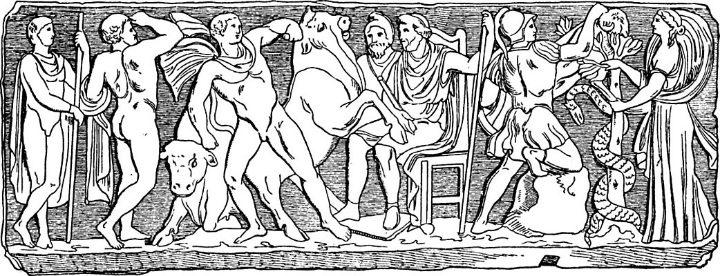 EPS 해외이미지 일러스트 수확 황소 신화 L 그리스인 양털 해외202004 해외일러스트 서양인 알파벳 농업 소 파일형식 벡터 이미지허브