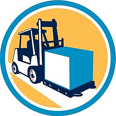 EPS 해외이미지 산업 일러스트 노동자 그래픽 상자 기계 장비 원형 운전사 나무상자 창고 복고 짐차 지게차 고립 리프팅 해외202004 해외일러스트 도형 직업 자동차 중장비 파일형식 벡터 이미지허브