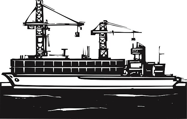 EPS 해외이미지 산업 바다 일러스트 비즈니스 환경 탐험 화물 석유 컨테이너 기중기 무역 상업 화석 연료 포트 다국적 목판화 해외202004 해외일러스트 운송업 중장비 파일형식 벡터 이미지허브
