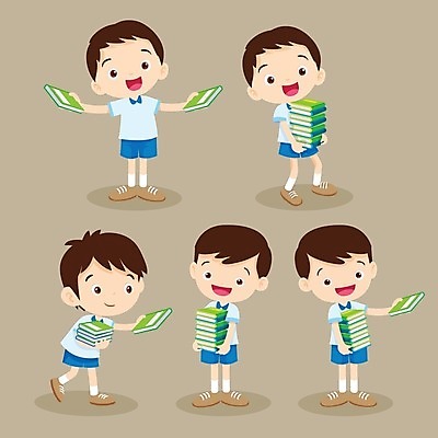 EPS 해외이미지 전신 학생 교육 남자 어린이 일러스트 학교 청소년 소년 여러명 책 독서 유머 소년만 해외202004 해외일러스트 감정 다수 사람 남자만 어린이만 파일형식 벡터 이미지허브