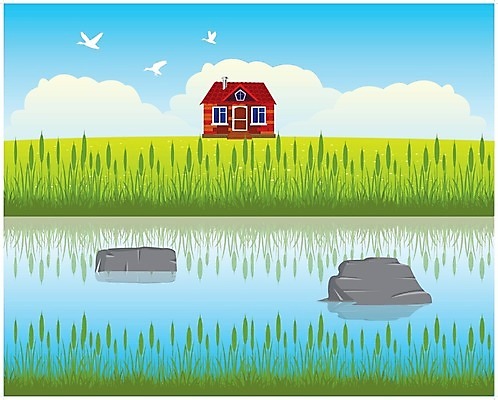 EPS 해외이미지 구름 꽃 밭 일러스트 자연 조류 주택 풍경 물 여름 강 반사 바위 시골 투명 오두막 연도 맨션 허브 생태학 주입구 해외202004 해외일러스트 자연요소 식물 동물 계절 교육 농업 건물 생태계 파일형식 벡터 이미지허브