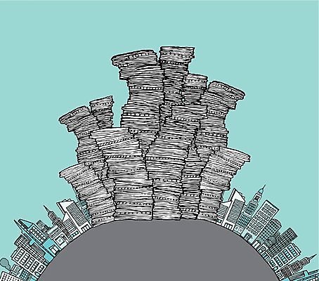 EPS 해외이미지 종이 컨셉 일러스트 아이디어 쌓기 환경 재활용 도시 쓰레기 인쇄 만화 환경보전 시티라이프 스카이라인 흙더미 카피스페이스 해외202004 해외일러스트 라이프스타일 모션 흙 공백 사회이슈 친환경 파일형식 벡터 더미 이미지허브