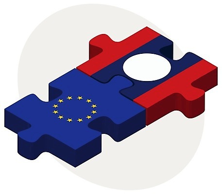 EPS 해외이미지 유럽 조각 컨셉 일러스트 비즈니스 관계 협력 함께함 사람 그래픽 3D 깃발 퍼즐 연결 결합 접속 오브젝트 흰배경 라오스 나눔 해결 고립 유럽연합 전국 정부 정치 통일 해외202004 해외일러스트 나라 아시아 백그라운드 흰색 디지털합성 파일형식 벡터 이미지허브