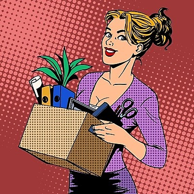 EPS 해외이미지 여자 일러스트 한명 들기 상반신 성인 상자 사무용품 짐 비즈니스우먼 신입사원 복고 팝아트 카툰스타일 성인여자한명만 해외202004 하프톤 해외일러스트 1 컬러 비즈니스 모션 문구용품 사람 직장인 그림 여자한명만 성인여자만 파일형식 벡터 이미지허브