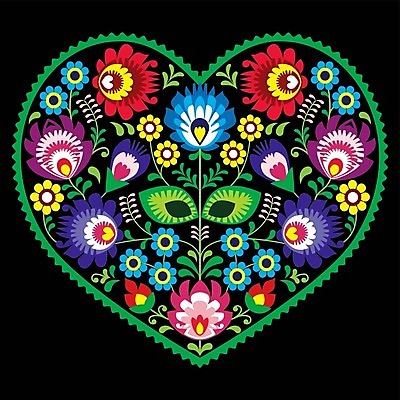 EPS 해외이미지 전통 꽃 패턴 일러스트 사람없음 컬러풀 화려 폴란드 해외202004 해외일러스트 식물 유럽 컬러 컨셉 무늬 파일형식 벡터 이미지허브